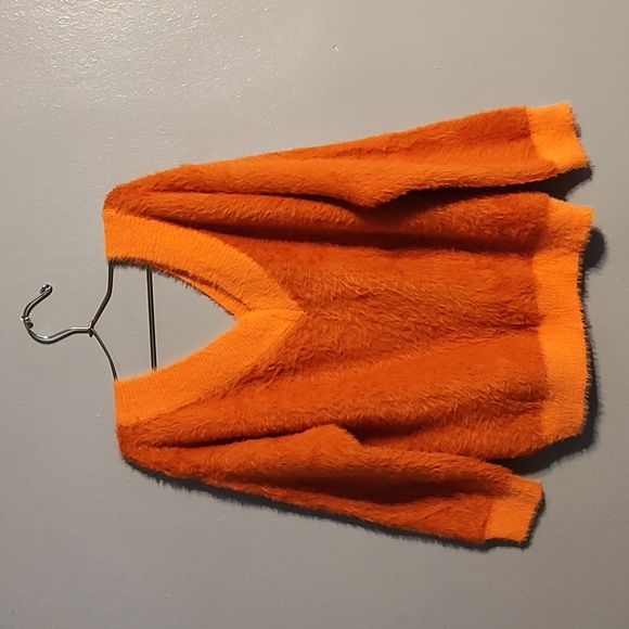 Emory Park women's orange fuzzy soft oversized small sweater - Picture 13 of 16